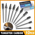 10PCS Tungsten Carbide Rotary Burr Set for Rotary Tools and Dremel - Blue Box