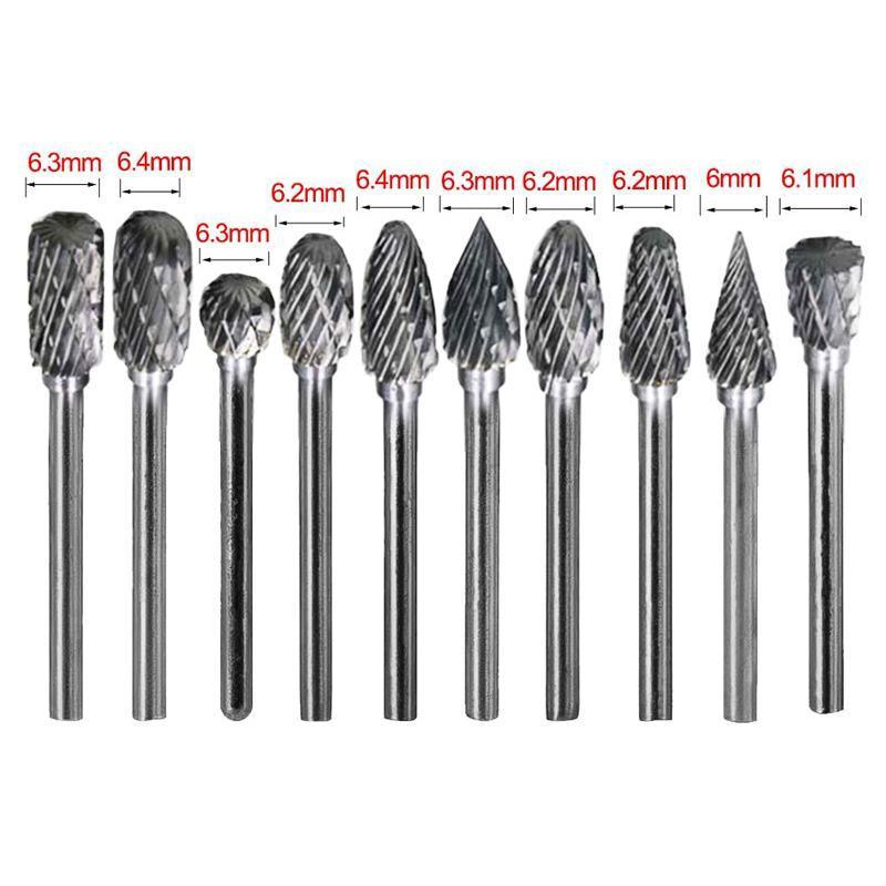 10PCS Tungsten Carbide Rotary Burr Set for Rotary Tools and Dremel - Plastic Box