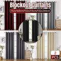 2pcs Semi Blackout Curtain Fabric Solid Colour Home Decor Drapes for Living Room - Yellow - 132x160cm