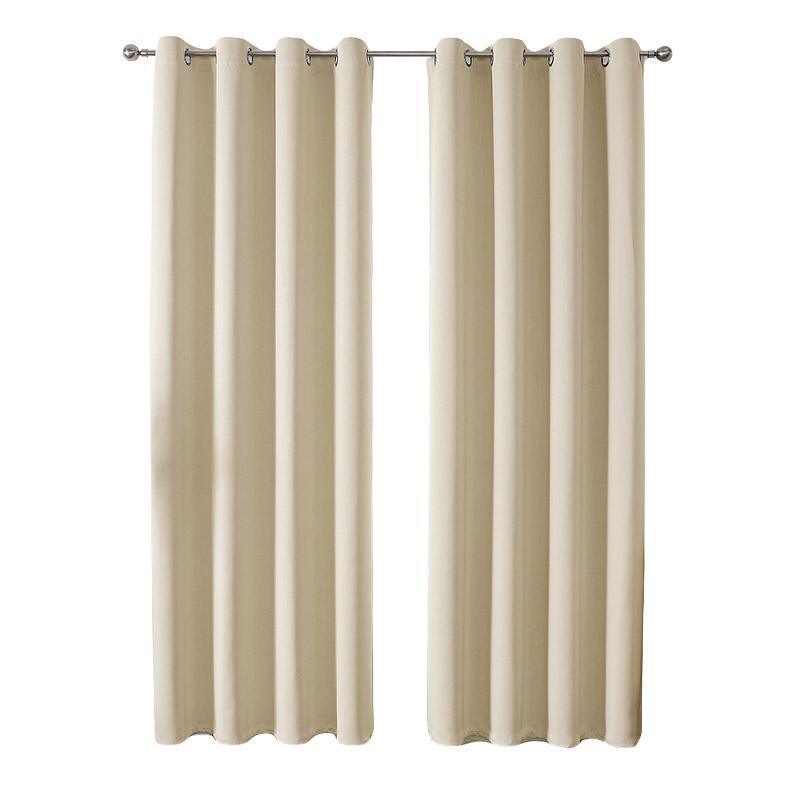 2pcs Semi Blackout Curtain Fabric Solid Colour Home Decor Drapes for Living Room - Yellow - 132x244cm