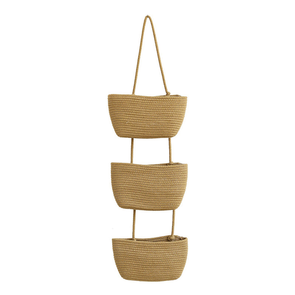 3 Layer Wall Mounted Storage Basket Hanging Organizer Rack for Household Items - White