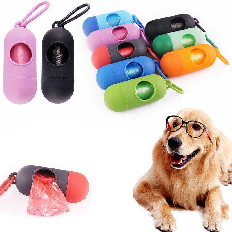 Portable Dog Waste Bag Dispenser with Refill Rolls for Pet Walking Cleanup - Green