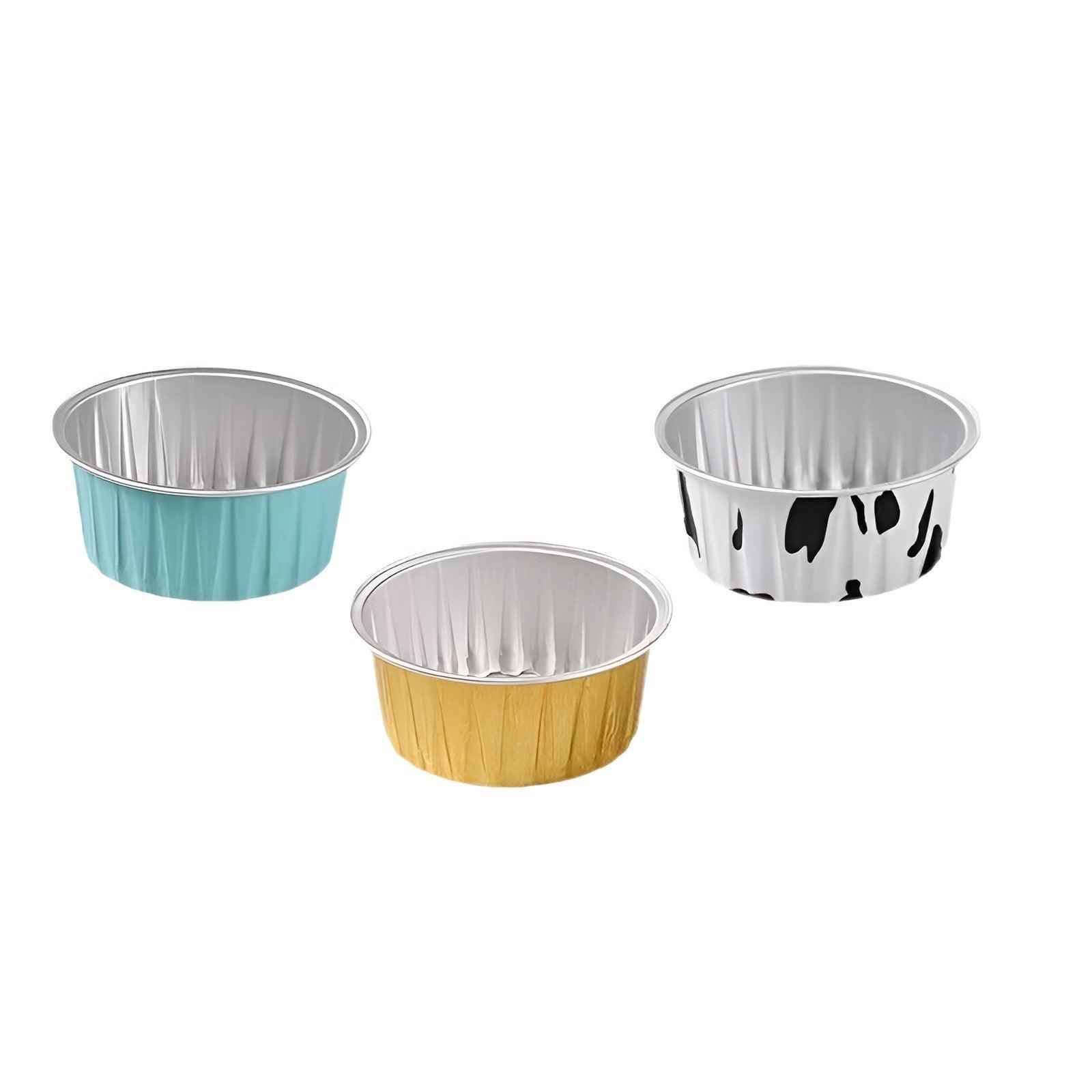 100Pcs Cake Tools Pudding Cake Aluminum Foil Baking Cups Cupcake Cup with Lids - 100pcs-Cow