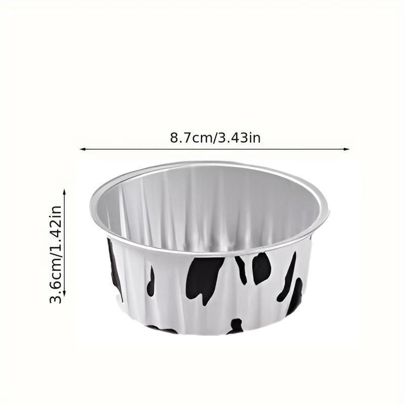 100Pcs Cake Tools Pudding Cake Aluminum Foil Baking Cups Cupcake Cup with Lids - 100pcs-Cow