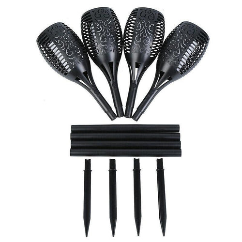 4pcs LED Solar Flickering Flame Torch Lights Outdoor Garden Path Landscape Lamps