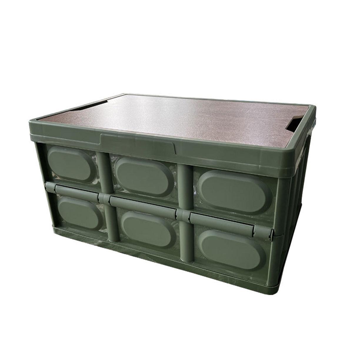 Folding Camping Storage Box Outdoor Stackable Container with Lid Home Organizer - White