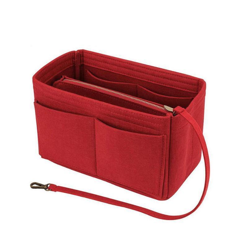 Felt Handbag Organizer Insert with Multiple Pockets for Tote and Purse - Coffee L Size