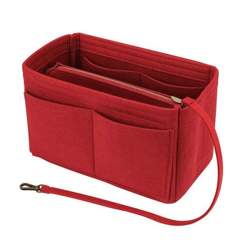 Felt Handbag Organizer Insert with Multiple Pockets for Tote and Purse - Coffee L Size