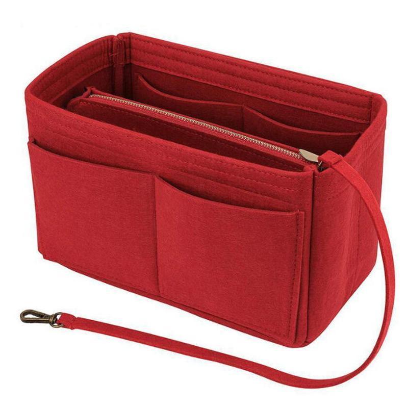 Felt Handbag Organizer Insert with Multiple Pockets for Tote and Purse - Coffee L Size