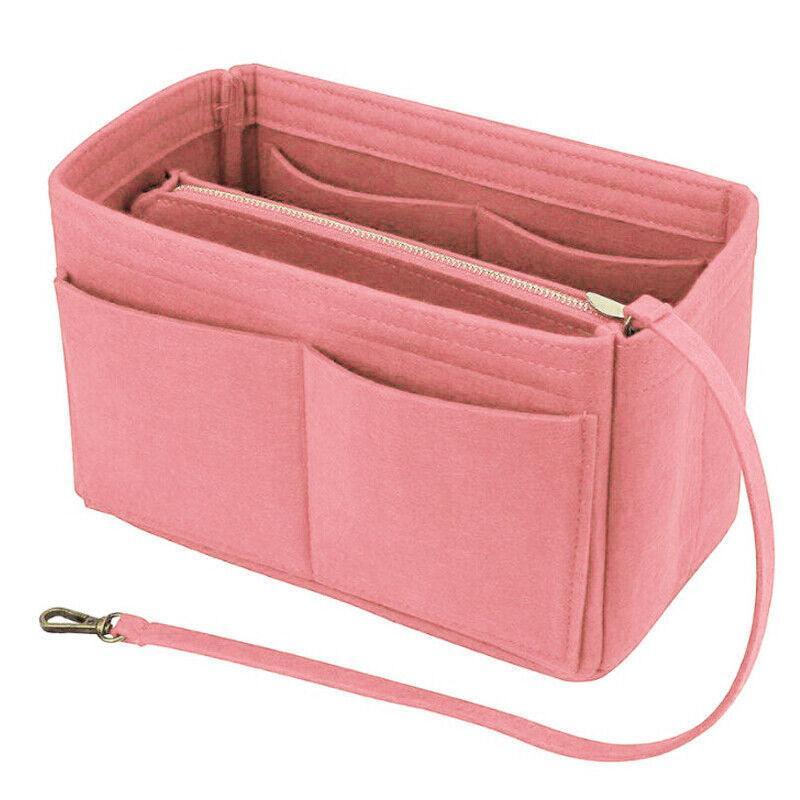 Felt Handbag Organizer Insert with Multiple Pockets for Tote and Purse - Coffee L Size