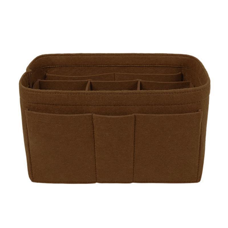 Felt Handbag Organizer Insert with Multiple Pockets for Tote and Purse - Coffee L Size