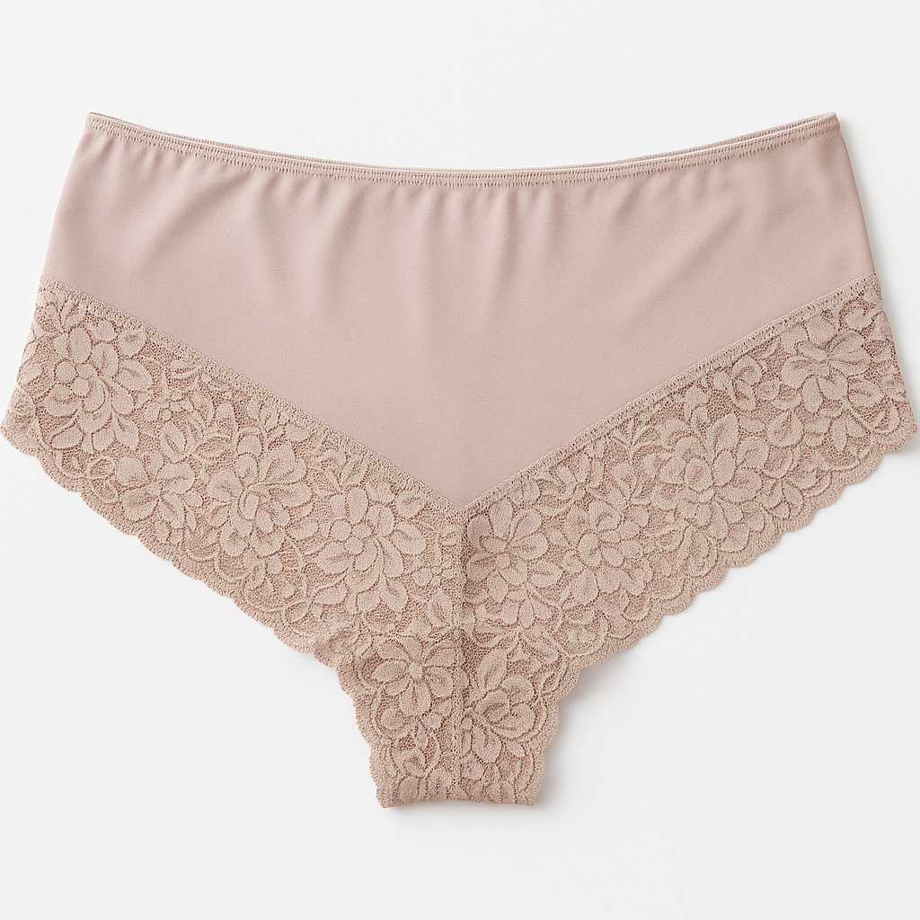 3x Womens Lace Boyshort Boyleg Full Briefs Underwear Undies in Beige - 16