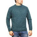 100% SHETLAND RAGG WOOL CREW Round Neck Knit JUMPER Pullover Mens Sweater Knitted - Sherwood - XXL