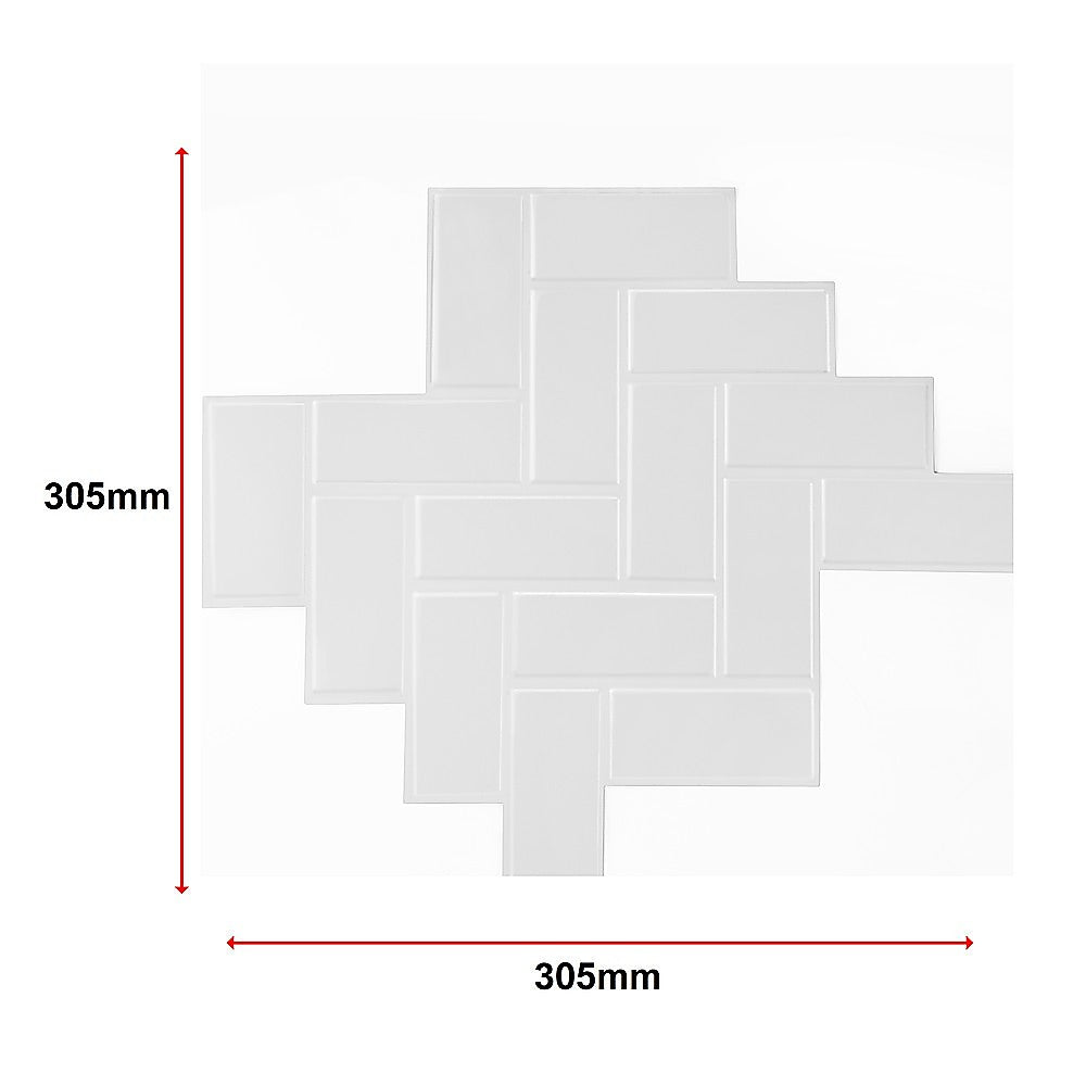Tiles 3D Peel and Stick Wall Tile Herringbone White 10 Sheets