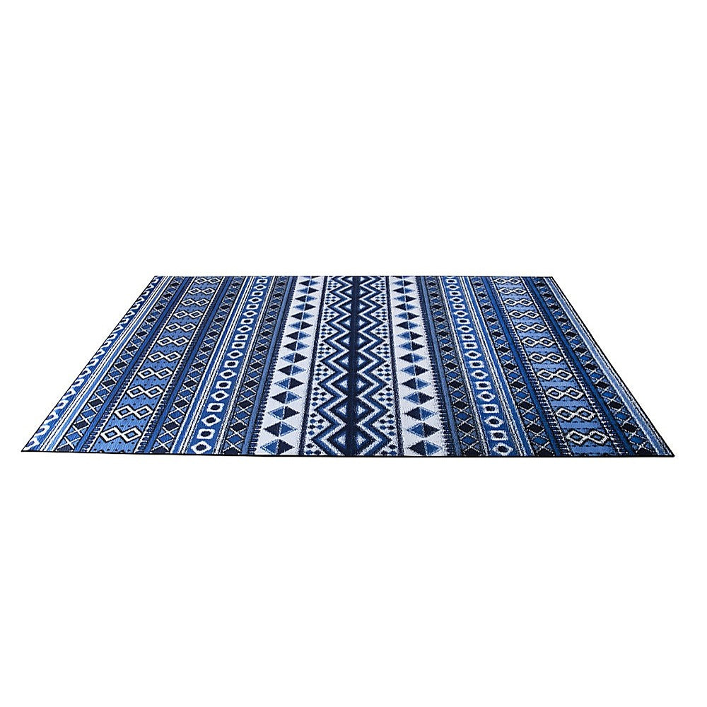 200x300cm Large Floor Blue Ethnic Rug – Modern Area Carpet for Bedroom & Lounge