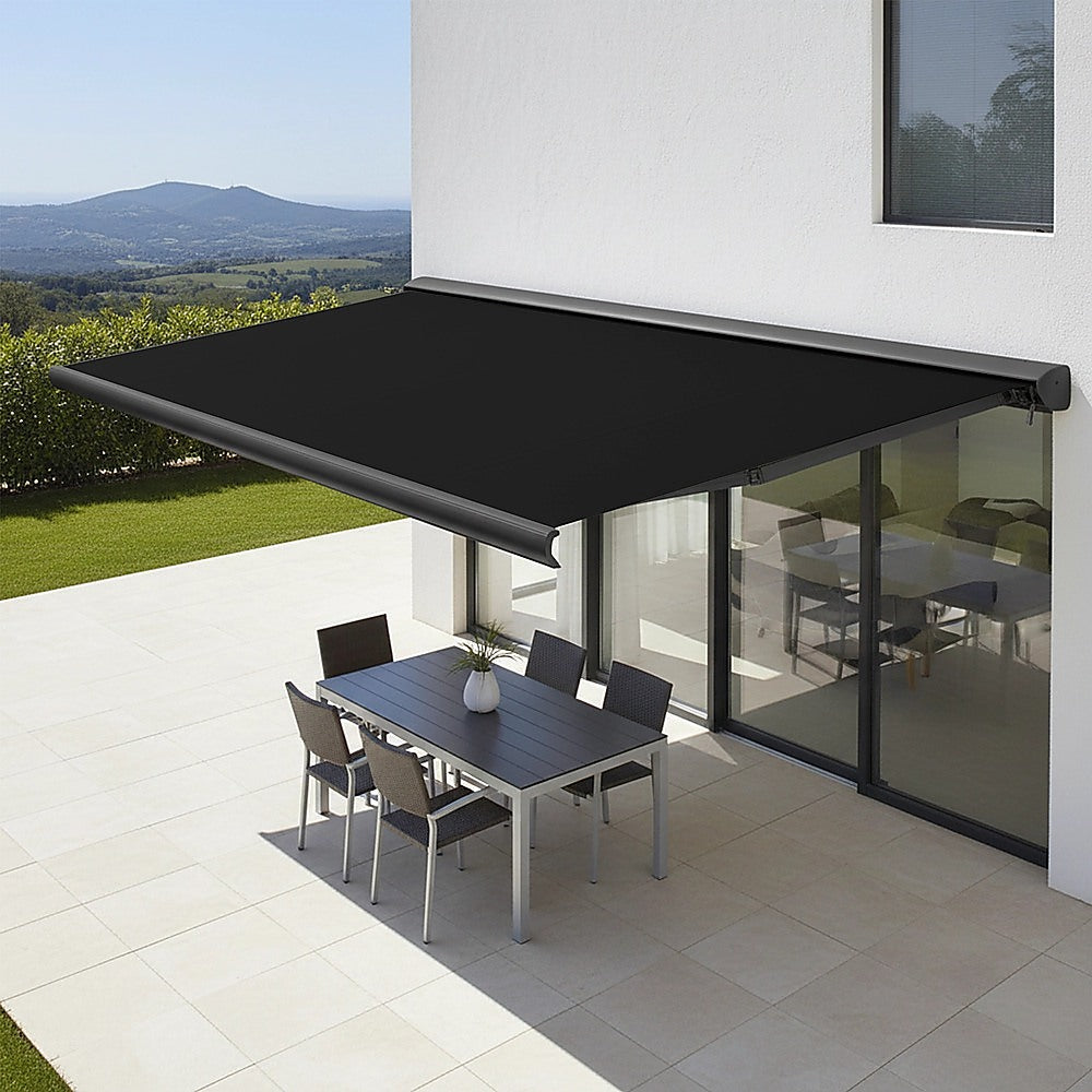 5.5m x 3.0m Retractable Folding Arm Awning Heavy Duty Full Cassette Motorised
