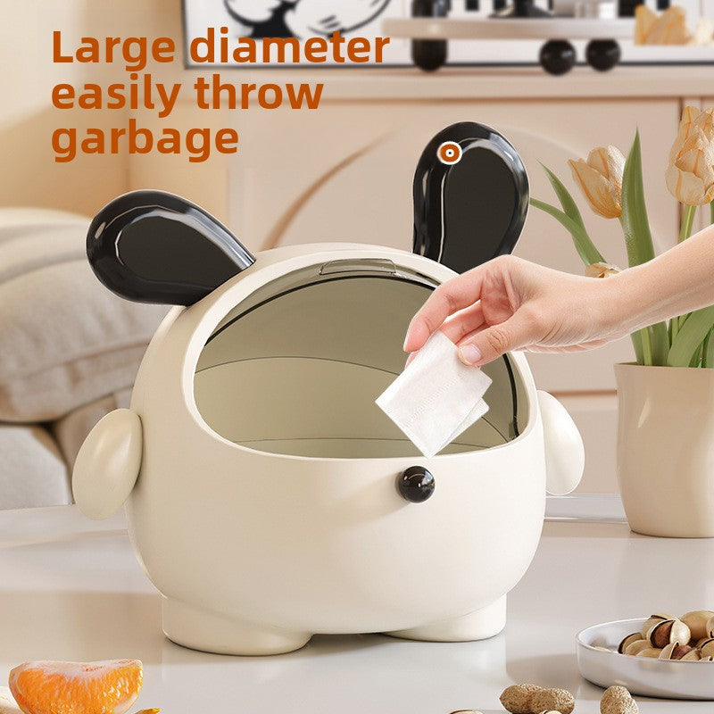 2PCS Yellow-Eared Cute Puppy Desktop Bin with Lid - Mini Trash Can & Storage Organiser - Kawaii Office Decor for Vanity & Home Office