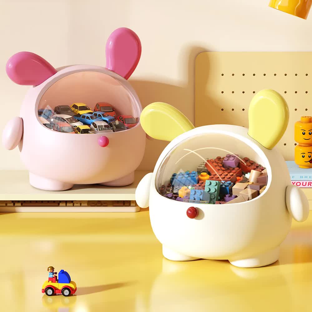 2PCS Yellow-Eared Cute Puppy Desktop Bin with Lid - Mini Trash Can & Storage Organiser - Kawaii Office Decor for Vanity & Home Office
