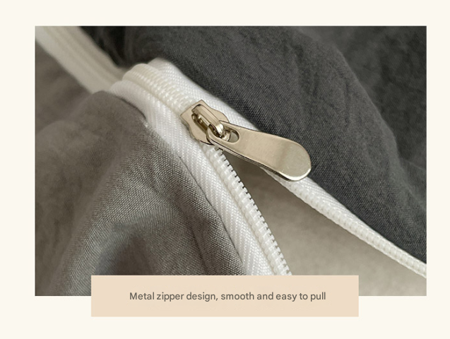Light-yellow Solid Color Solid Color Solid Color 1.5m Bed Fitted Sheet Set with 200x230cm Duvet Cover - 4-Piece Bedding Set