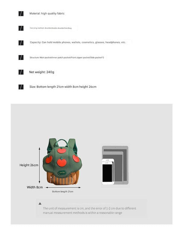 White Baby Travel Cartoon Light Travel Bag - Cute 21x8x26cm Light Bag 240g Suitable for Daily Use