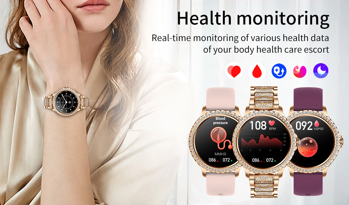 Elegant Women's Smartwatch,HD Touchscreen, Bluetooth Calls, Health Monitoring(Silver)