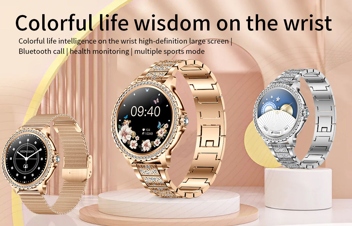 Elegant Women's Smartwatch,HD Touchscreen, Bluetooth Calls, Health Monitoring(Purple)