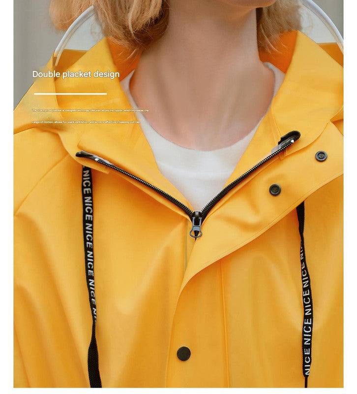 White Women's Long Waterproof Raincoat with Hood and Visor - Stylish Rain Jacket (Size - L)
