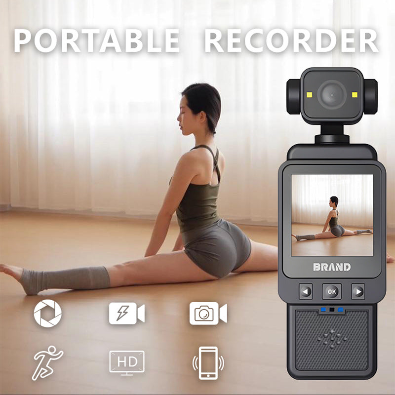 Compact Body Camera with 180° Rotatable Lens, Night Vision, WiFi & Built-in Fill Lights(black+64G)
