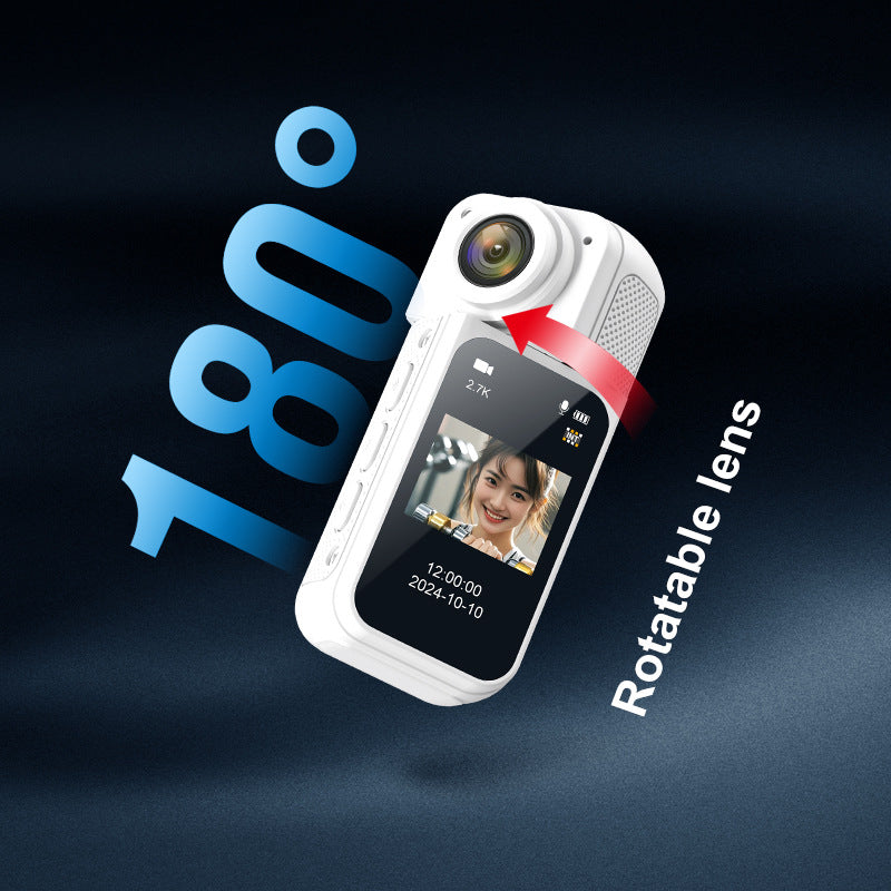 Thumb-Sized 2.7K Camera with 180 Rotatable Lens & Magnet Mount - Capture Your World Hands-Free(black+128G)