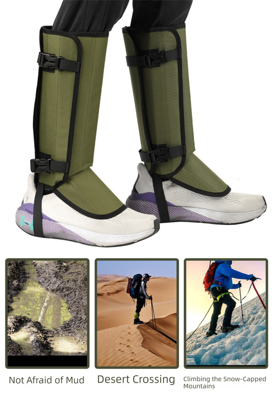 Green Outdoor Waterproof Leg Gaiters - Anti-Snake Bite & Scratch Protection Boot Covers - Breathable Nylon Oxford Leg Guards for Hiking Camping