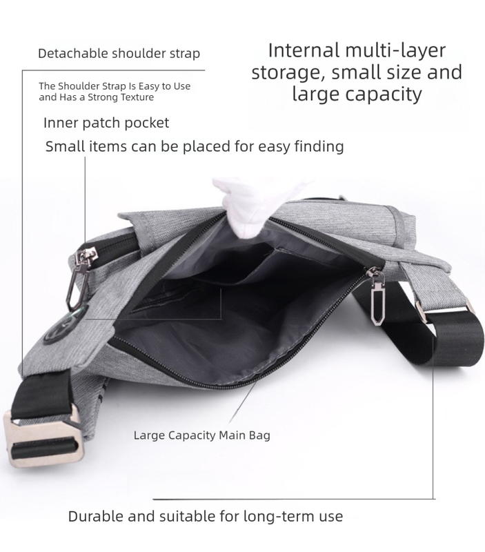 Black Men's Nylon Fabric Chest Bag – Lightweight, Waterproof & Multi-Functional Crossbody Sling Bag