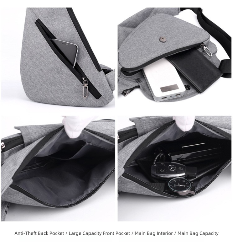 Dark Blue Men's Nylon Fabric Chest Bag – Lightweight, Waterproof & Multi-Functional Crossbody Sling Bag