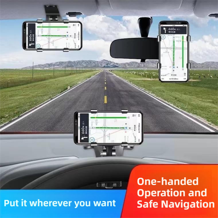 2-Pack Multi-Function 360° ABS Rotating Car Phone Holder - Universal Clip Mount for Dashboard, Rearview Mirror & Sun Visor with Anti-Slip