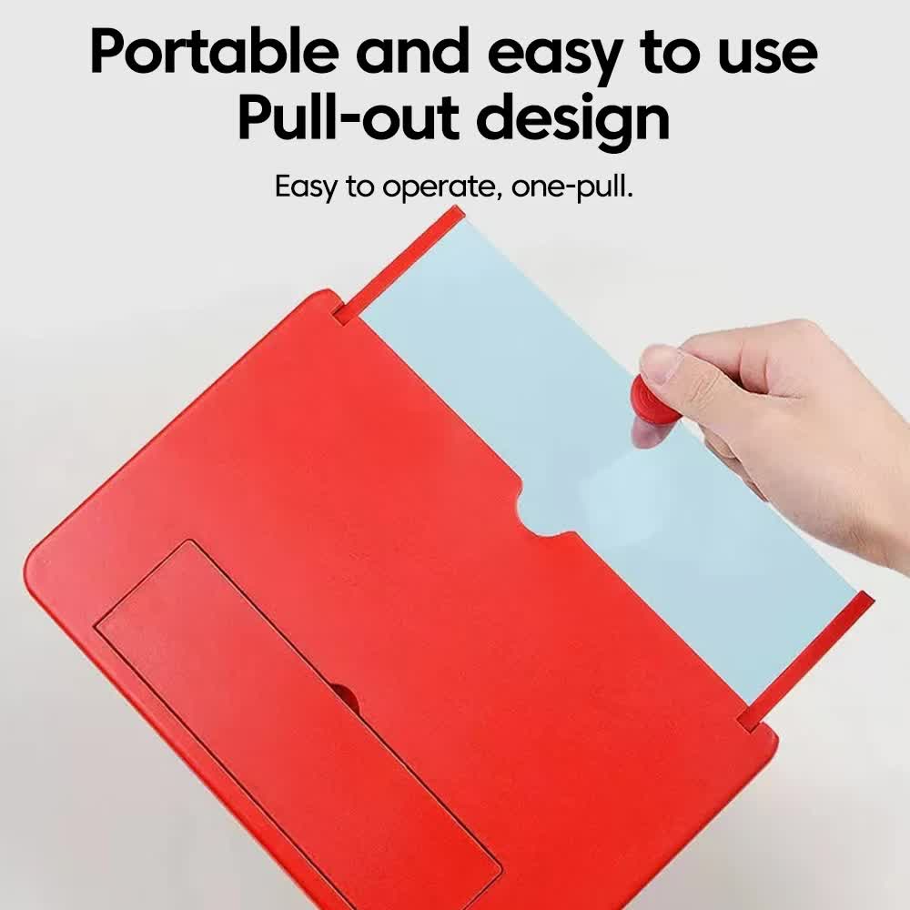Black 12-Inch Ultra-Clear Portable Retractable HD Mobile Phone Screen Magnifier - Eye Protection Fresnel Lens Projector, with Built-in Phone Holder & Adjustable Base