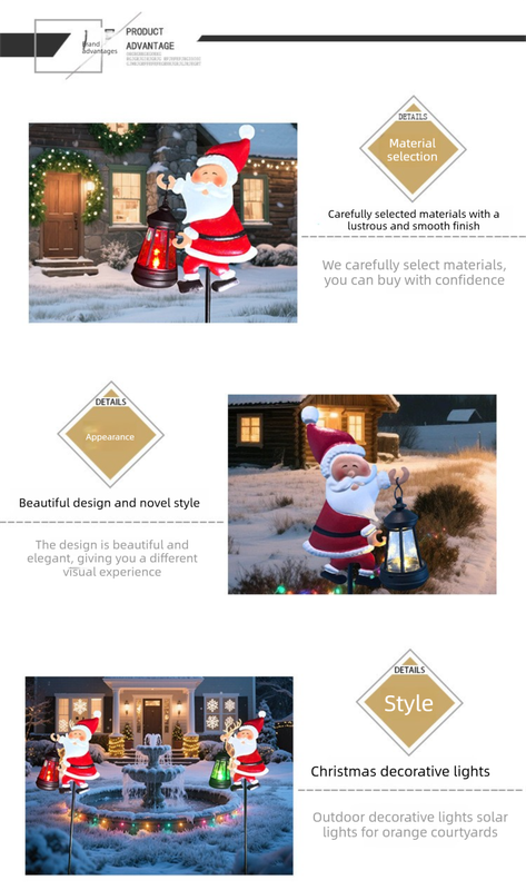 Colorful lights Solar Powered Santa Claus Garden Stake Light with Metal Watering Can - Colourful LED Waterfall Effect - Outdoor Christmas Decoration for Yards and Pathways - 82cm Height
