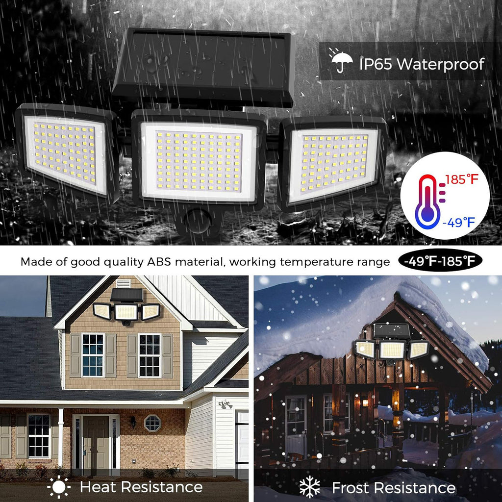 Solar Garden Lights Outdoor Motion Sensor 210 LED - 2-in-1 Ground Spike & Wall Mount Flood Light with Remote IP65 Waterproof for Pathway & Yard