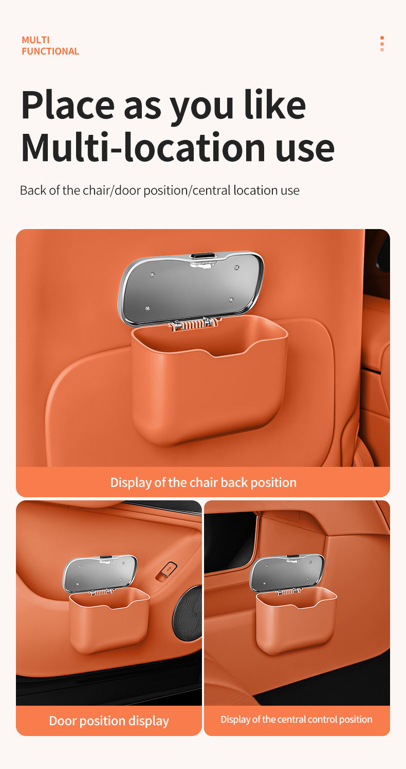 Car Trash Can Hanging Rubbish Bin with Lid Waterproof Leather Vehicle Organiser Storage Box for Door Seat Back Console Red