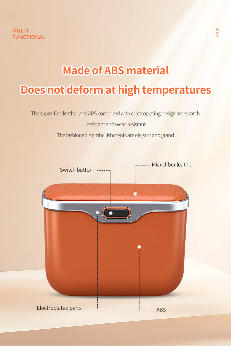 Car Trash Can Hanging Rubbish Bin with Lid Waterproof Leather Vehicle Organiser Storage Box for Door Seat Back Console Red