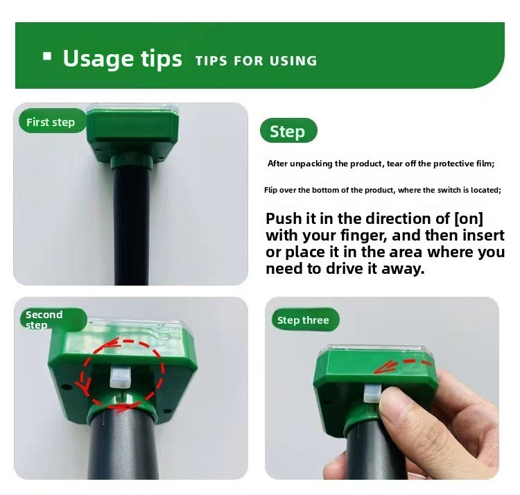 Solar-Powered Sonic Snake and Rodent Repeller Ground Stake - Outdoor Waterproof Ground Vibration Pest Deterrent Device - Ultrasonic Control for Moles, Voles, and House Mice - Garden Lawn Protection - Green Circular Top Model
