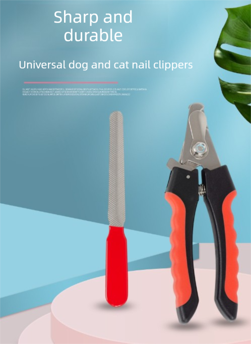 Pet Nail Clippers & File Set for Small Dogs Cats Stainless Steel Claw Trimmer with Safety Guard Non-Slip Handle Grooming Tool White & Blue