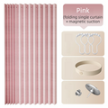 120 X 180 CM Pink Linen-Look Dust Drill-Free Pull-Curtain - Folding Doorless Closet Divider with Magnetic Closure & Hanging Rings