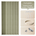 120 X 180 CM Fruit-Green Linen-Look Dust Drill-Free Pull-Curtain - Folding Doorless Closet Divider with Magnetic Closure & Hanging Rings