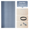 120 X 180 CM Gray Blue Linen-Look Dust Drill-Free Pull-Curtain - Folding Doorless Closet Divider with Magnetic Closure & Hanging Rings