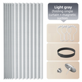 120 X 180 CM Light Gray Linen-Look Dust Drill-Free Pull-Curtain - Folding Doorless Closet Divider with Magnetic Closure & Hanging Rings