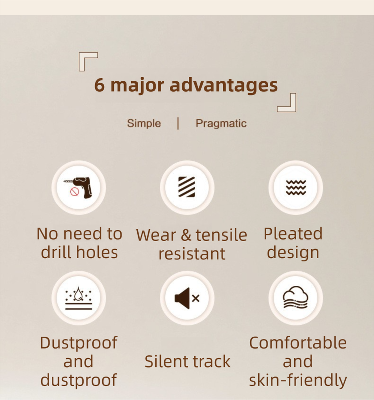 120 X 180 CM Light Gray Linen-Look Dust Drill-Free Pull-Curtain - Folding Doorless Closet Divider with Magnetic Closure & Hanging Rings