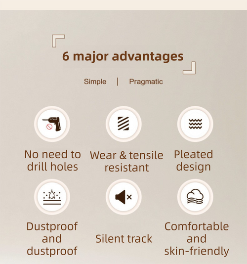 150 X 180 CM Light Gray Linen-Look Dust Drill-Free Pull-Curtain - Folding Doorless Closet Divider with Magnetic Closure & Hanging Rings