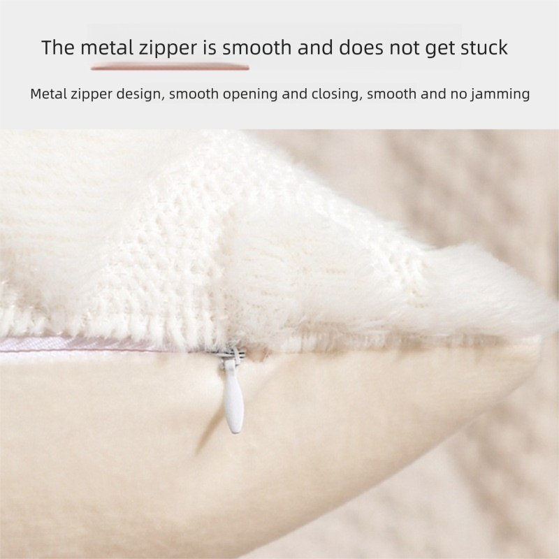 2-PCS White 45x45cm Heart Pattern Plush Pillow Cover with Insert – Soft Textured Decorative Cushion for Living Room or Bedroom