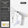 Electric Handheld Egg Whisk and Cream Whipper Set with Egg White Separator J-8 White Dual-Head Automatic Mixer Kit