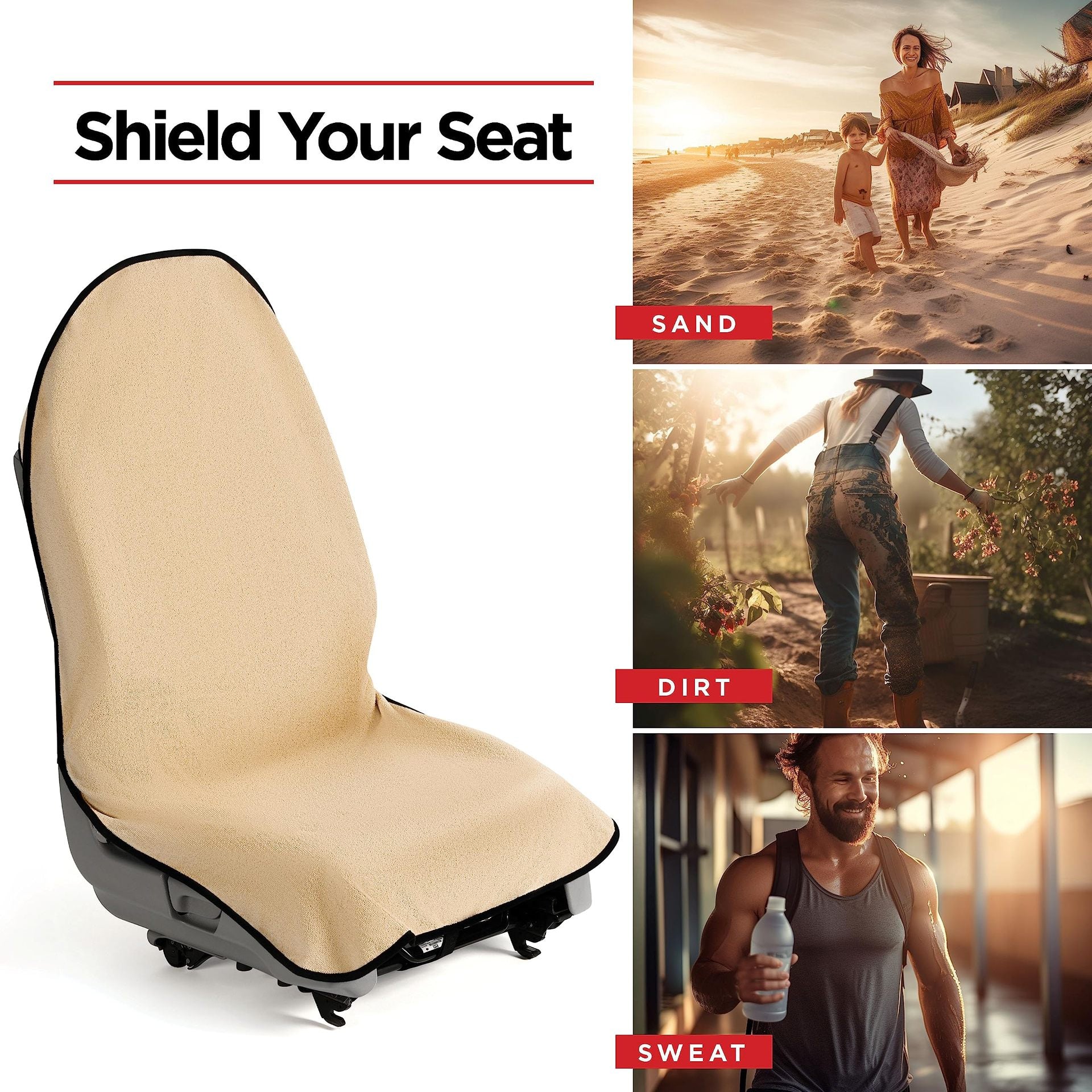 Black Waterproof Towel Car Single Seat Cover - Universal Non-Slip Sweat-Absorbent Bucket Seat Protector for Gym Fitness and Beach