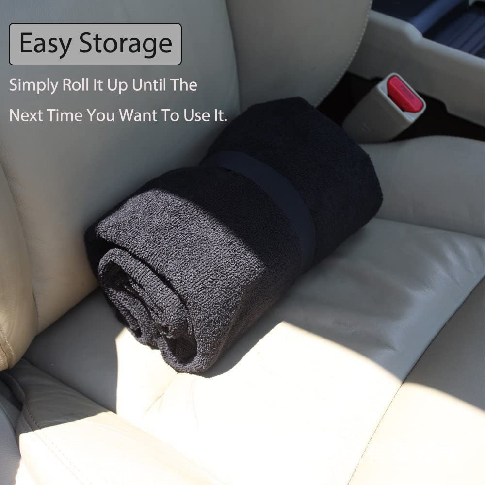 Black Waterproof Towel Car Single Seat Cover - Universal Non-Slip Sweat-Absorbent Bucket Seat Protector for Gym Fitness and Beach